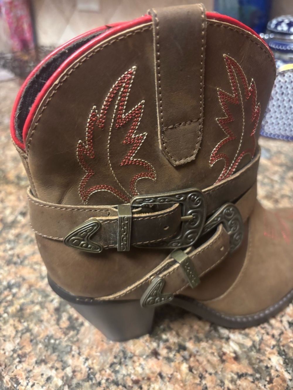 Dingo Black Boots with Red Trim